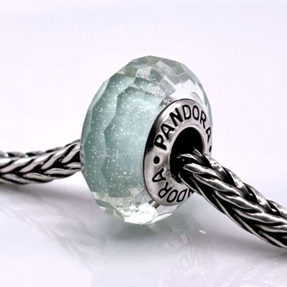 PANDORA Fascinating Iridescence Frosty Mint Facet Glass Charm ALE 925S Authentic - Picture 3 of 10
